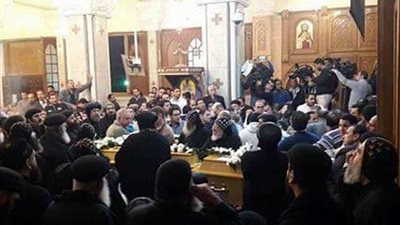 نص كلمة نيافة الأنبا رافائيل فى جنازة شهداء حلوان