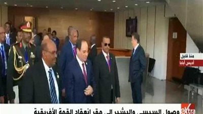 بالفيديو| وصول الرئيس السيسي والبشير إلى مقر القمة الأفريقية