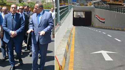 رئيس مجلس الوزراء ومحافظ الجيزة يشهدان التشغيل التجريبي الجزئي لنفق النهضة