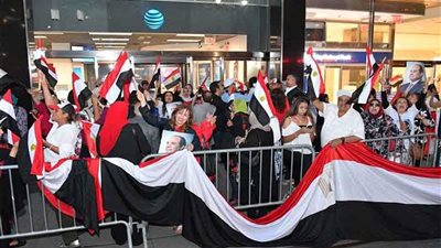 استقبال حاشد من المصريين في أمريكا للرئيس السيسي (فيديو)
