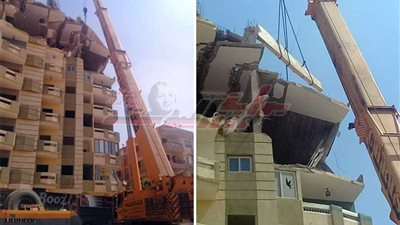 إزالة عقار مصر القديمة المائل بعد اليوم المدرسي