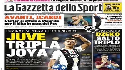 صحف إيطاليا تتغنى بفوز يوفنتوس وروما في دوري أبطال أوروبا