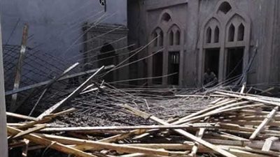 إصابة 4 عمال إثر انهيار سقف ملحق مسجد بالمطرية