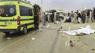 مصرع 2 وإصابة 5 في حادث سير بالطريق الصحراوي بني سويف -الزعفرانة