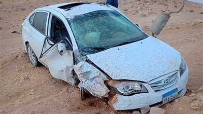 مصرع شخص وإصابة آخر في حادث انقلاب سيارة ملاكي بمركز الغنايم