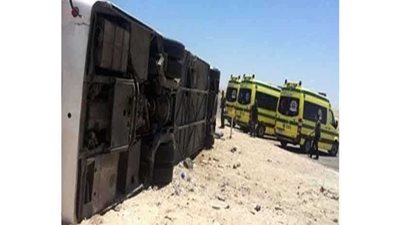 إصابة 7 تلاميذ وسائق في انقلاب أتوبيس بالغربية