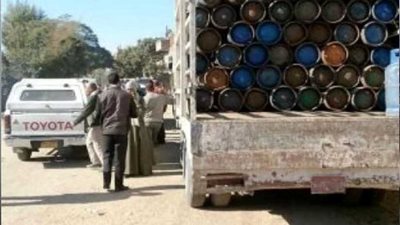 ضبط 8880 أسطوانة بوتاجاز مدعم قبل ترويجها للسوق السوداء بطوخ