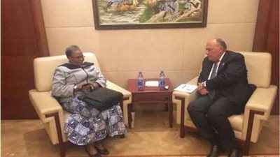 شكري يبحث مع وزيرة خارجية ناميبيا العلاقات الثنائية والقضايا الأفريقية