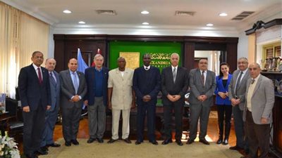 استقبال رئيس جامعة جمال عبد الناصر الغينية بالإسكندرية