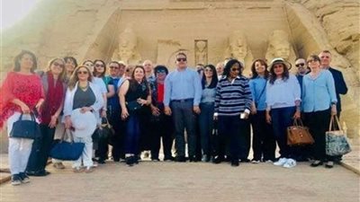 5 وزراء وسفراء أفارقة يتفقدون معبد أبوسمبل