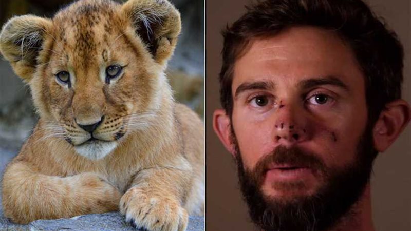 رجل وأسد في معركة