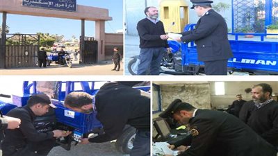 الداخلية تهدي تروسيكلا لعامل جمع قمامة بالإسكندرية