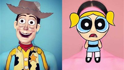 بالمكياج.. فنانة تحول نفسها لشخصيات كرتونية شهيرة.. (فيديو وصور)