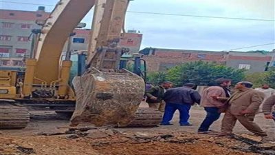 بدء إصلاح الهبوط الأرضي بطريق بني عبيد