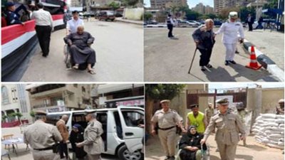 شاهد.. رجال الشرطة في خدمة كبار السن والمرضى بالاستفتاء