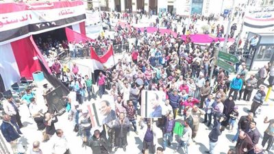 مسيرة حاشدة لتأييد التعديلات الدستورية بمحطة مصر 