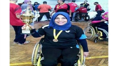 لاعبة نادى المعاقين بشمال سيناء في بطولتي مصر الدولية والإفريقية لتنس الطاولة