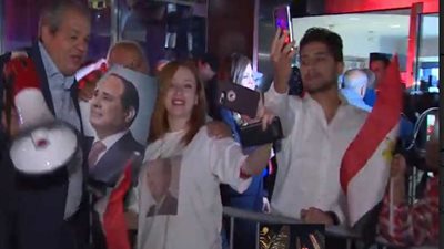 المصريون في أمريكا يستقبلون الرئيس بهتافات 