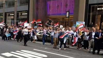 وقفة تأييد للرئيس السيسي من أبناء الجالية المصرية بالولايات المتحدة