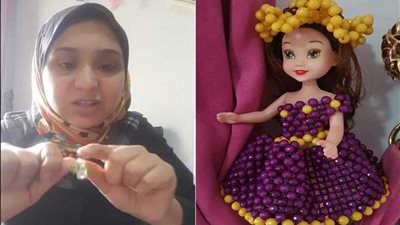 الشيماء تحارب غلاء الأسعار وتصمم عرائس المولد بالخرز والكريستال