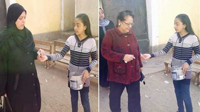 بالصور.. فتيات الغربية يقدمن الحلوى للناخبات بالسنطة