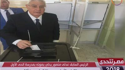 عدلي منصور يدلي بصوته بالانتخابات الرئاسية (فيديو)