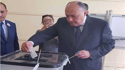 بالفيديو والصور.. وزير الخارجية يدلي بصوته بالقاهرة الجديدة