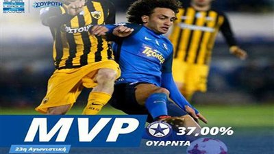 عمرو وردة يفوز بجائزة أفضل لاعب في الجولة 25 من الدوري اليوناني