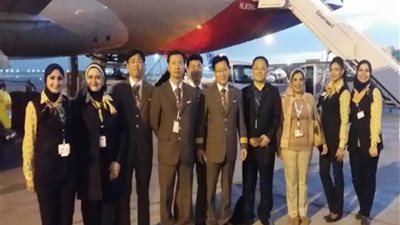 أول رحلة لشركة طيران كورية كبرى تصل مطار القاهرة..(صور)