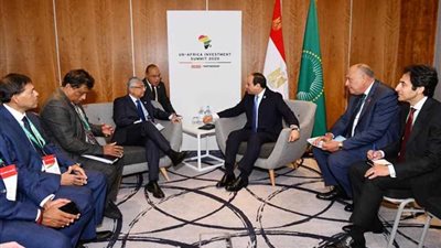 الرئيس السيسي يستقبل رئيس وزراء موريشيوس بلندن