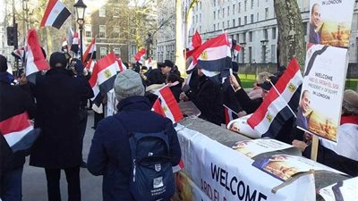 وقفة للجالية المصرية مؤيدة للرئيس في بريطانيا (صور)