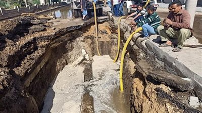 انفجار هائل لخط مياه بالدقهلية.. صور