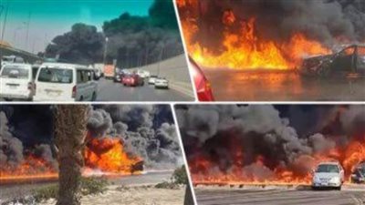 شاهد.. التفاصيل الكاملة لحريق خط البترول بطريق الإسماعيلية الصحراوي 