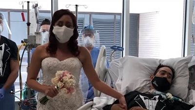 شاهد.. زواج في غرفة العناية المركزة.. العريس مصاب بكورونا 