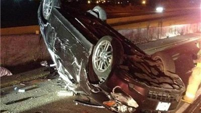 الطقس السيئ يتسبب فى انقلاب سيارة بقليوب