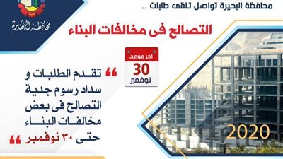 983 مليون جنيه متحصلات طلبات التصالح في مخالفات البناء بالبحيرة