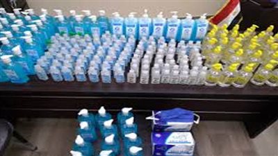 التحفظ على 151 ألف عبوة جيل وكحول مطهر مجهولة المصدر بالإسكندرية 