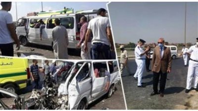 محافظ أسوان يتابع حادث مرورى على الصحراوى أدى لوفاة 2 وأصابة 17أخرين