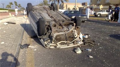 انقلاب سيارة واندلاع النيران على طريق الإسماعيلية بورسعيد الصحراوي