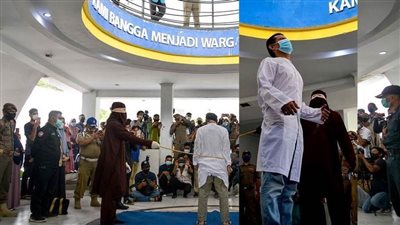   إندونيسيا تجلد اثنين من الشواذ 77 جلدة في اليوم  (فيديو وصور)