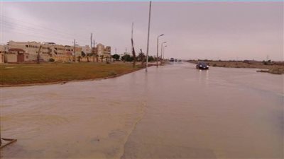 غلق طريق الزعفرانة اتجاه العين السخنة بسبب السيول