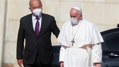 الرئيس العراقي يستقبل بابا الفاتيكان في قصر السلام ببغداد