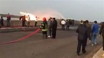 السيطرة على حريق انفجار خط الغاز بقرية المعدية بالبحيرة