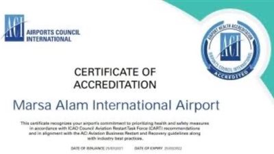 مطار مرسى علم يحصل علي شهادة دولية هامة.. تعرف عليها 