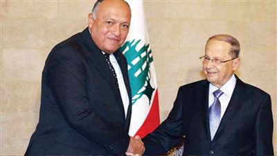 الرئيس اللبناني يستقبل سامح شكري
