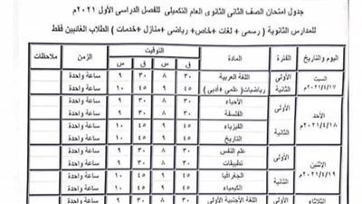 تعليم المنيا تعلن جداول امتحانات المتخلفين للصفين الأول والثاني الثانوي