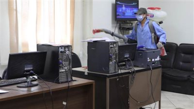 تعقيم شامل  للمنشآت الحكومية والمرافق  لمجابهة  كورونا ببني سويف 