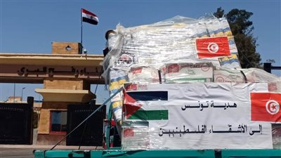 مصر ترسل مساعدات تونسية عاجلة للأشقاء فى فلسطين عبر معبر رفح البرى 