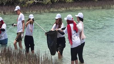 شباب الجامعات بمنتدى إدارة المخلفات الإلكترونية يشاركون في حملة نظافة بمحمية 