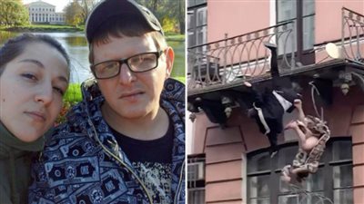 عاجل| المشاجرة انتهت بسقوط درابزين البلكونة بالزوجين (فيديو وصور)